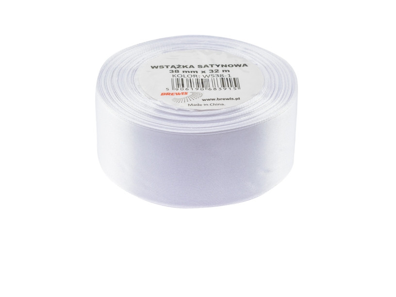 Wstążka satynowa 38mmx32m biała Brewis